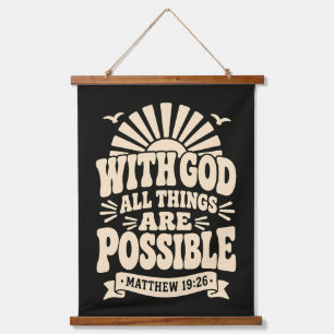 With God All Things Are Possible Groovy Sunrise Hanging Tapestry