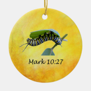 With God All Things Are Possible Monarch Butterfly Ceramic Ornament