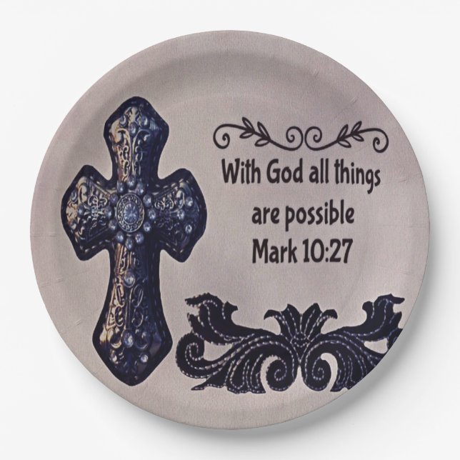 With God All Things are Possible Paper Plate (Front)