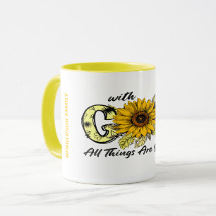 WITH GOD ALL THINGS ARE POSSIBLE SUNFLOWER  MUG