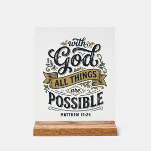 With God All Things Are Possible Vintage Christian Acrylic Sign