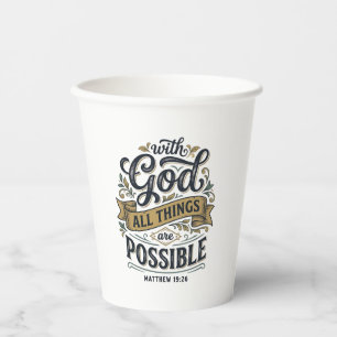 With God All Things Are Possible Vintage Christian Paper Cups