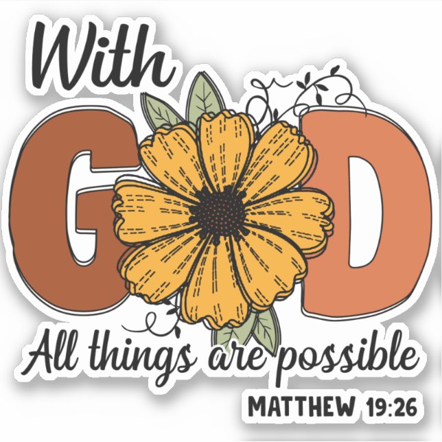 With God All Things Possible Bible Verse Christian (Front)