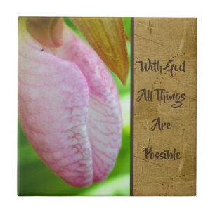 With God All Things Possible Inspirational  Ceramic Tile