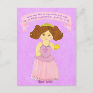 With God all things possible~Princess~Scripture Postcard