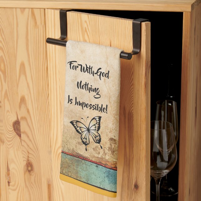 With God Anything Is Possible Rustic Kitchen Towel (Thirds Fold)