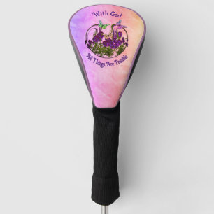 With God Butterfly Flower Art Inspirational Golf Head Cover