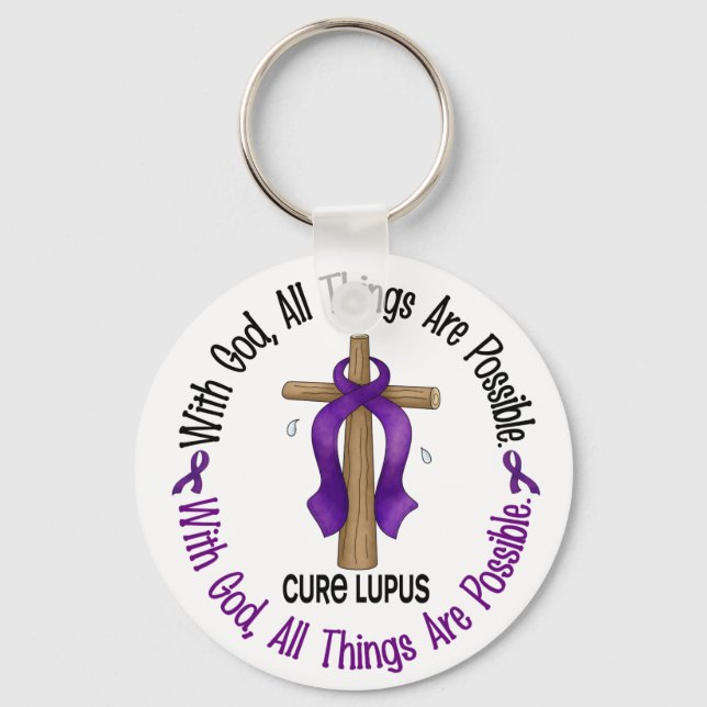 WITH GOD CROSS Lupus T-Shirts & Gifts Key Ring (Front)