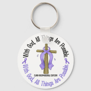 WITH GOD CROSS Oesophageal Cancer T-Shirts & Gifts Key Ring