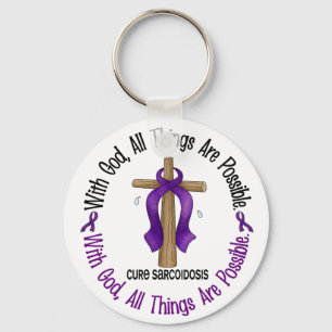 WITH GOD CROSS Sarcoidosis T-Shirts & Gifts Key Ring
