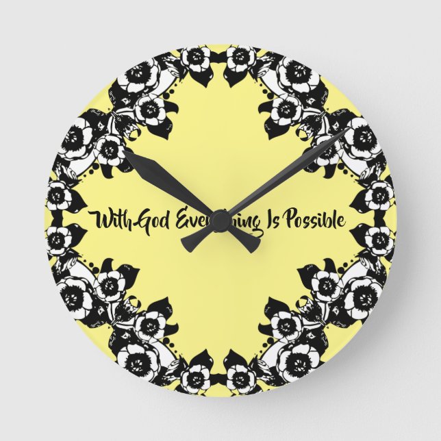 With God Everything Is Possible Bible Quotes Round Clock (Front)