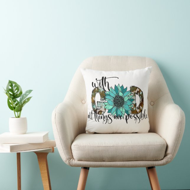 With God Floral Design Cushion (Chair)