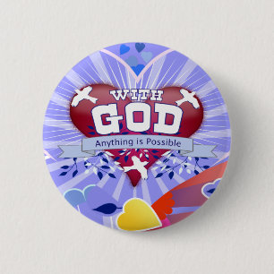 With God Hearts 6 Cm Round Badge