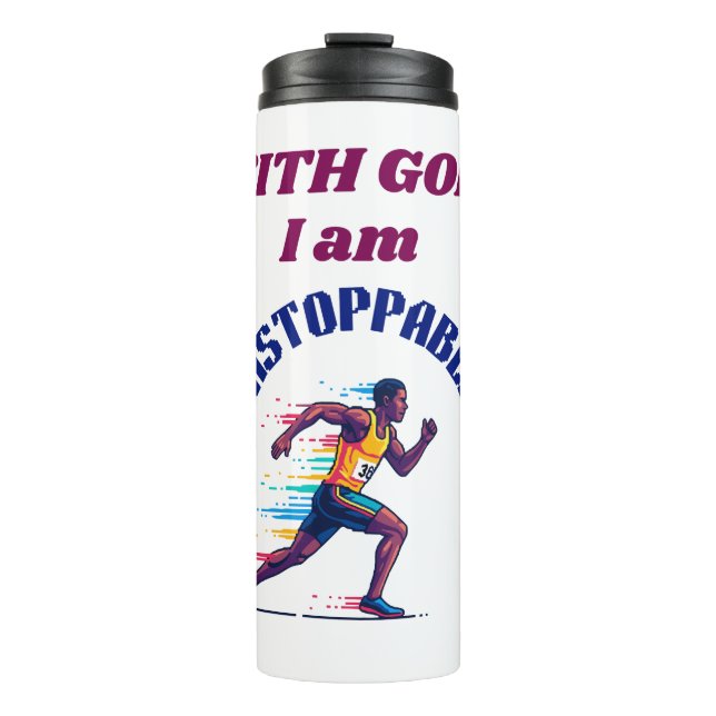 With God, I'm Unstoppable Thermal Tumbler (Front)
