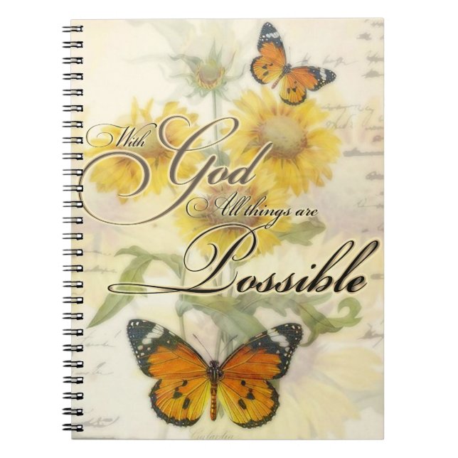 With God Sunflowers and butterfly   Notebook (Front)