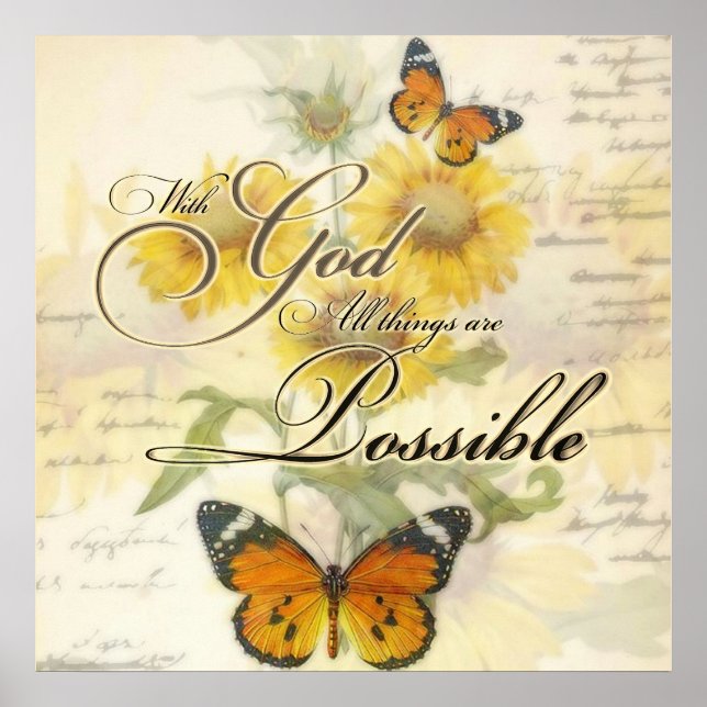 With God Sunflowers and butterfly   Poster (Front)