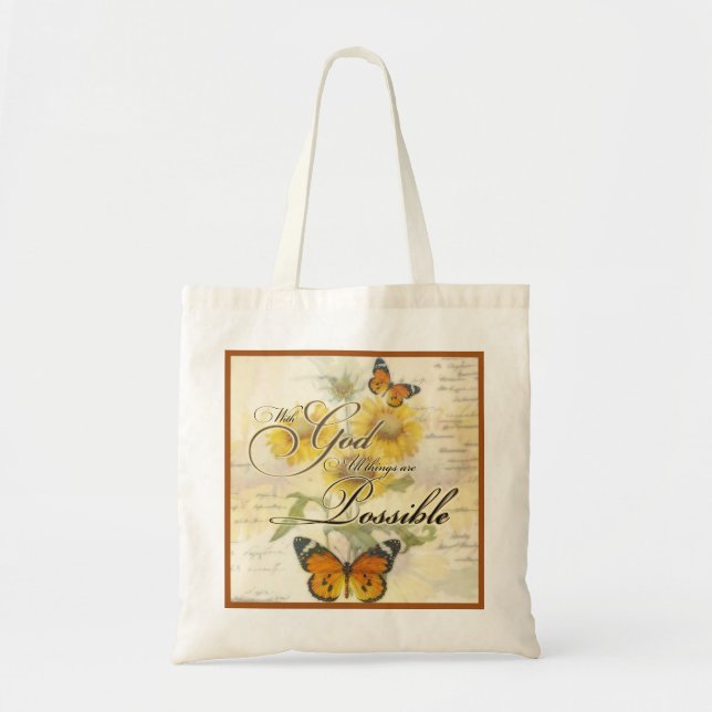 With God Sunflowers and butterfly   Tote Bag (Front)