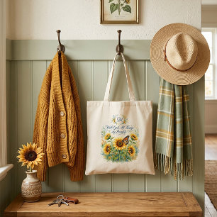 With God , sunflowers monogram Tote Bag