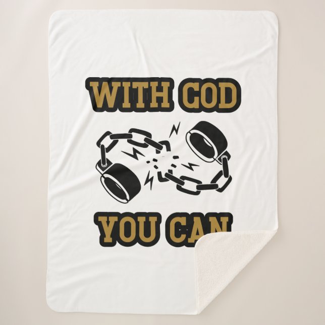With God You Can Strong Faith Sherpa Blanket (Front)