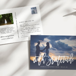 With Gratitude   Wedding Photo Thank You Postcard
