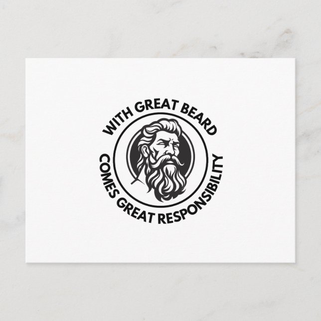 With Great Beard Comes Great Responsibility Postca Postcard (Front)