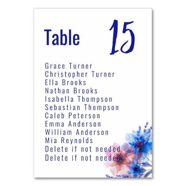 💍 With Guest list Pastel Whispers Meadows Table Number (Front)