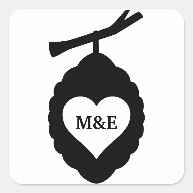  With Heart Organic Beehive Custom Initial Square Sticker (Front)