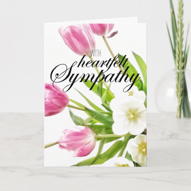 "With Heartfelt Sympathy" Tulips Greetings Card (Front)