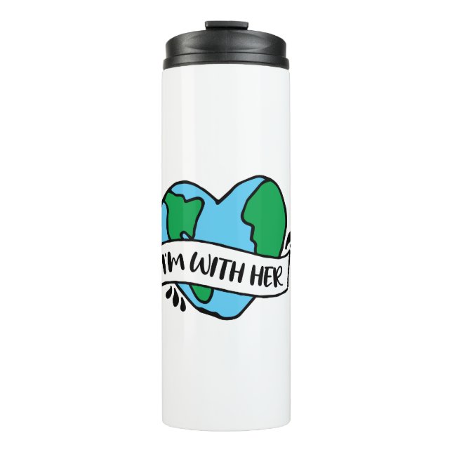 With Her Ecofriendly Icon Happy Earth Clipart Ecof Thermal Tumbler (Front)