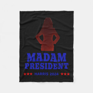 With Her Madam President Vote Kamala Harris 2024 R Fleece Blanket