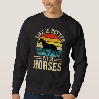 With Horses Horseback Riding Retro Vintage Sweatshirt