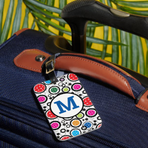 With initial Pattern with Pickleballs Luggage Tag