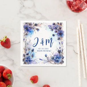 💍With initials Cornflowers and Lavender Elegance Napkin