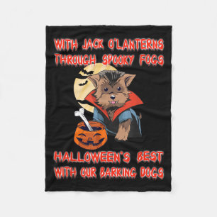 With Jack O Lanterns Through Spooky Fogs Funny Fleece Blanket