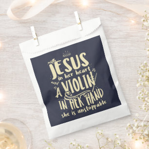 With Jesus In Her Heart A Violin in Her Hand Music Favour Bag