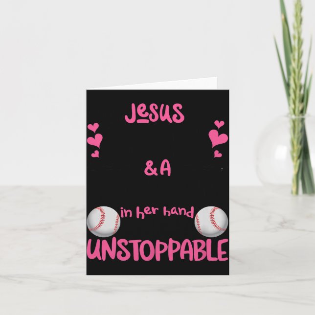 With Jesus In Her Heart And A Softball She Is Unst Card (Front)
