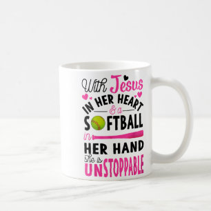 With Jesus In Her Heart And A Softball She Is Unst Coffee Mug