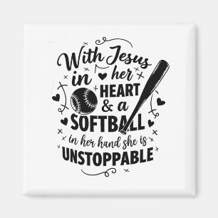 With Jesus In Her Heart And A Softball She Is Unst Magnet