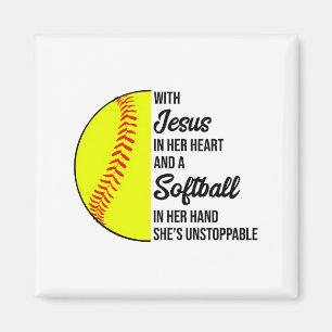 With Jesus In Her Heart And A Softball She Is Unst Magnet