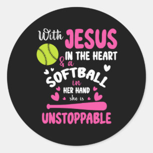 With Jesus In Her Heart Softll Her Hand She Is Uns Classic Round Sticker