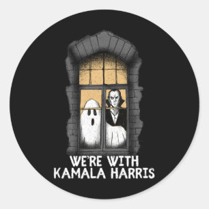 With Kamala Harris Funny Halloween Election Scary Classic Round Sticker