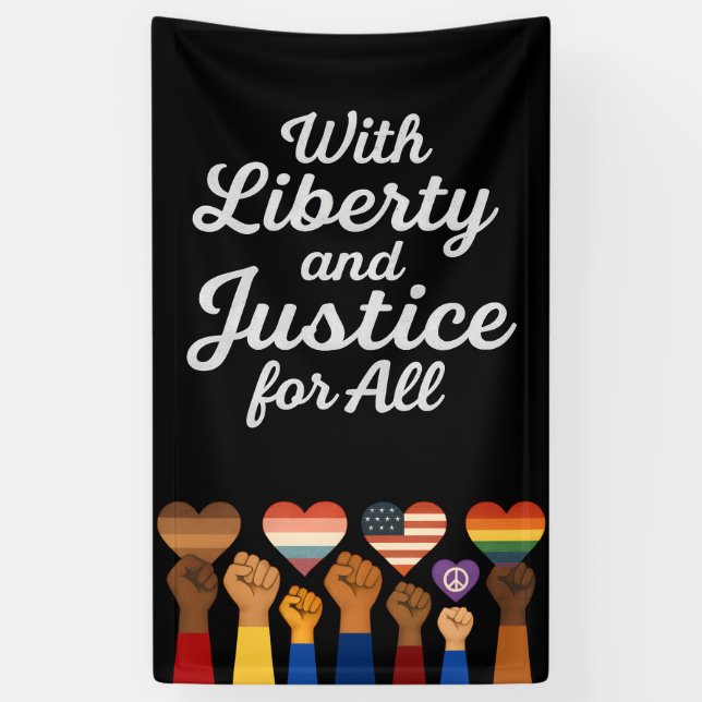 With Liberty and Justice for All Protest Freedom Banner (Vertical)