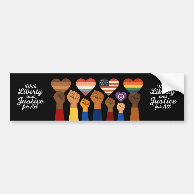 With Liberty and Justice for All Protest Freedom Bumper Sticker (Front)