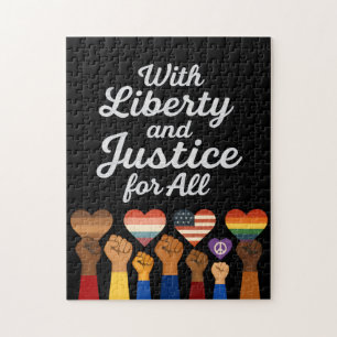 With Liberty and Justice for All Protest Freedom Jigsaw Puzzle