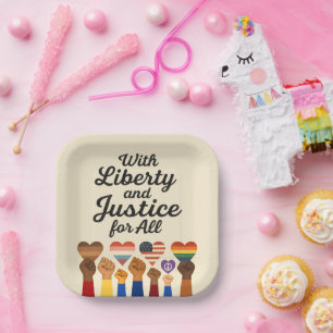 With Liberty and Justice for All Protest Freedom Paper Plate