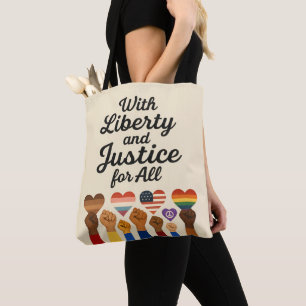 With Liberty and Justice for All Protest Freedom Tote Bag
