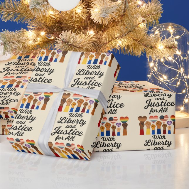 With Liberty and Justice for All Protest Freedom Wrapping Paper (Holidays)