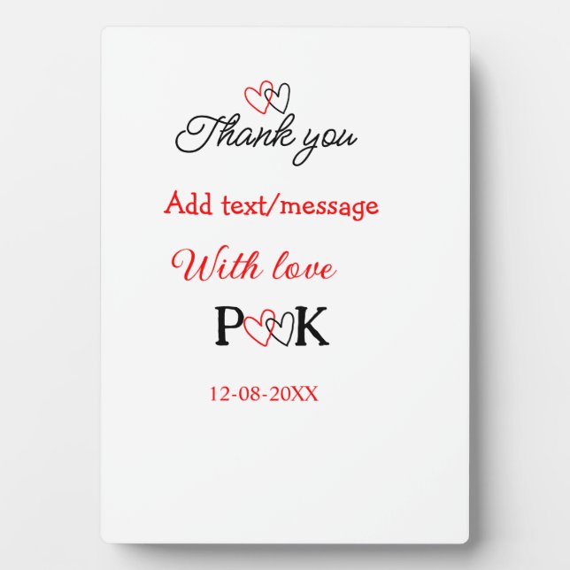 With love add couple name letter thank you add dat plaque (Front)
