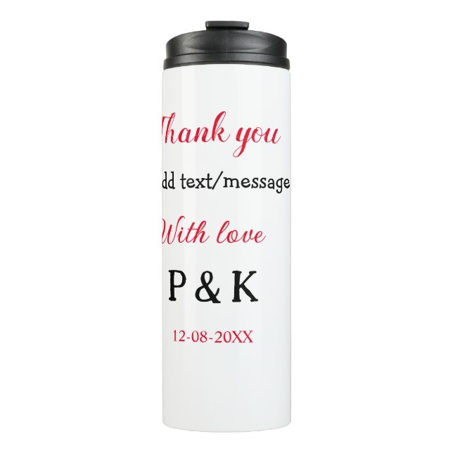 With love add couple name letter thank you add dat thermal tumbler (Front)