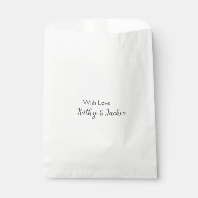 With love add couple name wedding simple minimal  favour bag (Front)